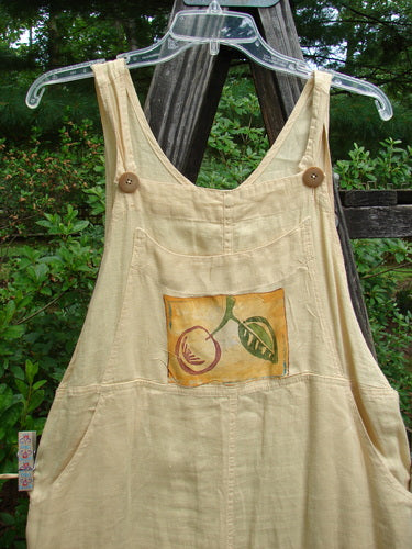 1999 Butterfly Overall Jumper Cherry Pair Buttercup Altered Size 1 featuring front and rear painted pockets, button stay, and deep side pockets, ideal for hot summer days.