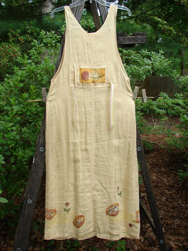 1999 Butterfly Overall Jumper Cherry Pair Buttercup Altered Size 1 displayed on a wooden stand, showcasing the sweet front painted pocket and deep side pockets.