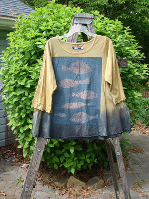 Barclay Three Quarter Sleeved Cafe Tee Sea of Fish Mottled Mustard Size 0