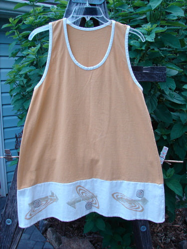 1998 8 Ball Tunic Parcheesi Short Duo Lemonade Size 0 hanging on a clothesline, showcasing its distinctive A-line shape, scoop neckline, contrasting edges, and games-themed design.