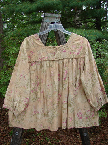 Magnolia Pearl Embroidered Light Weight Cotton Prairie Pocket Top Vintage Rose OSFA, featuring a square neckline, vertical panel, curly upper fabric accent, dual rear button line, and single front pocket.