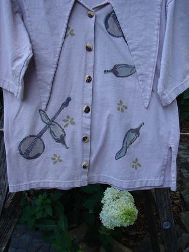 1994 Compass Top Mixed Garden Plave Size 1 with big pointed collar, original BF buttons, and detailed mixed garden theme design.