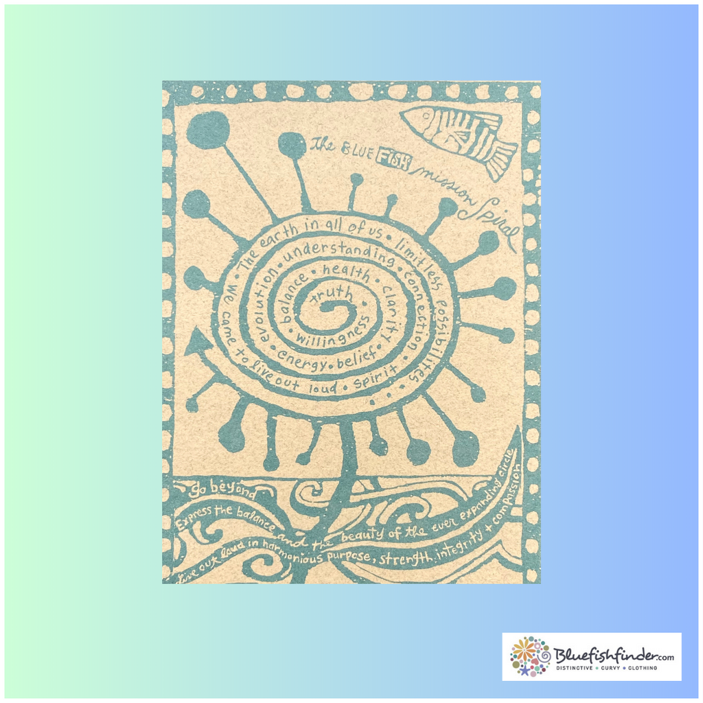A Square image with blue and Cream Background and floating belief logo with swirling poetry in green in an expressionistic artful continuous whimsical Manner 