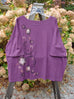 Barclay Short Sleeved Square Boxy Top Petal Side Purple Berry Size 3