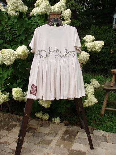 1993 Boxcar Dress with floral vine design, Tea Dye, OSFA.