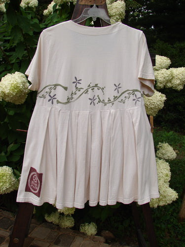 1993 Boxcar Dress with floral vine design, lace neckline, empire waist, and full pleats. OSFA.