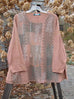 Barclay Long Sleeved A Lined Top Metallic Continuous Grid Mottled Carmel Size 2