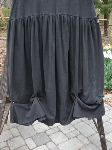1996 Constellation Dress Garden Path Storm Size 2: A black skirt on a clothes line with adjustable hemline and gathered full skirt.