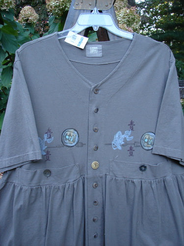 1999 NWT Vintage Button Dress Floral Grey Stone Size 1 | Bluefishfinder.com