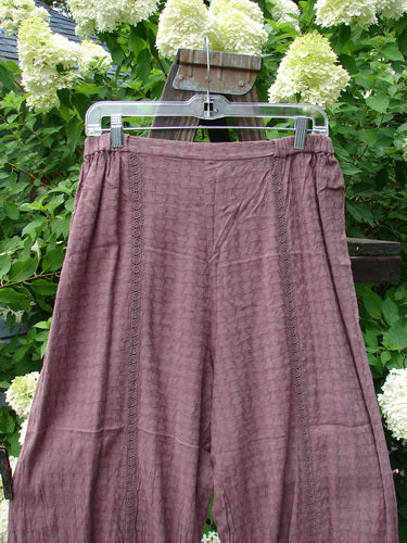 1998 Basket Weave Tencel Zoe Pant Unpainted Elderberry Size 1: Relaxed-fit pants with lacy accents and tapered lowers. Perfect condition.