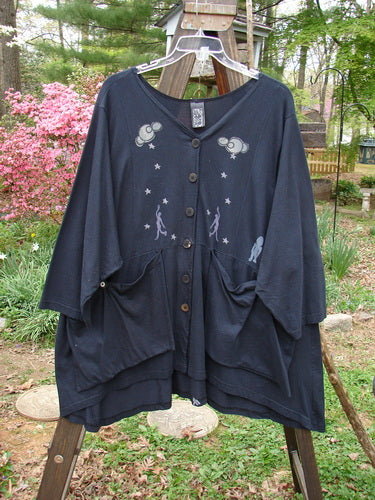 1994 Treasure Jacket with cloud and star theme design on black cotton.