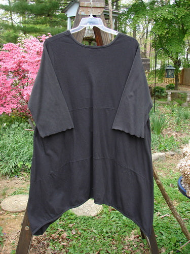 Barclay Vector Tunic Dress Unpainted Black Size 2: A black tunic dress with a V-shaped neckline, dip side varying hemline, and exterior drop front pockets.