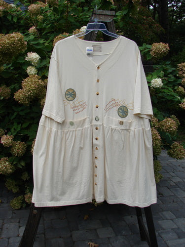 1999 NWT Vintage Button Dress with sweet little buttons and layered vintage buttons, adorned with pockets and pleats. Size 2.