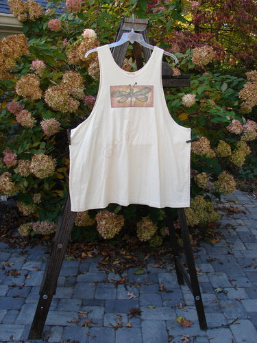 1999 Tank Top with Dragonfly Beatle design on white fabric, size 2.