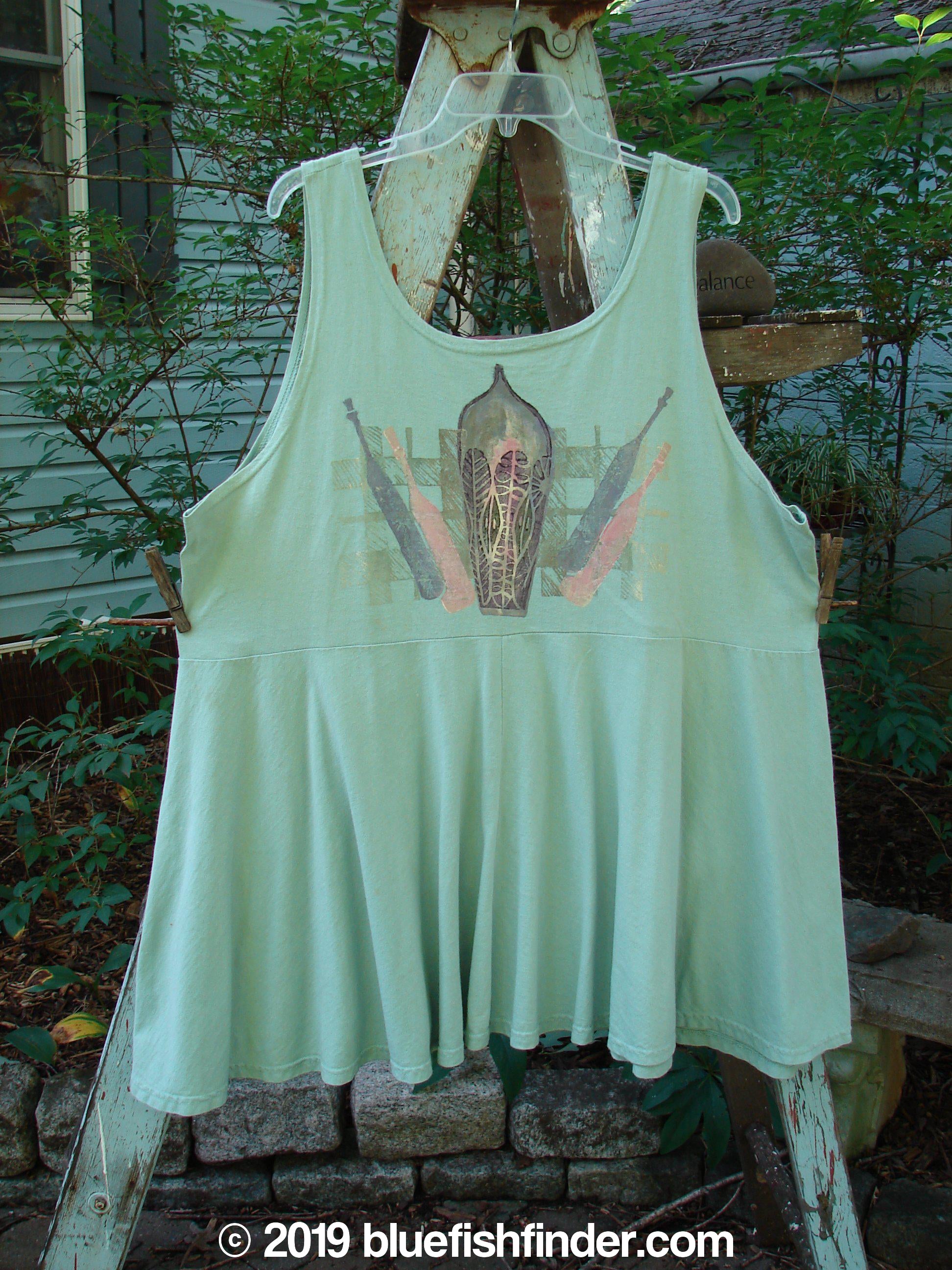 1995 Patio Rose Dress Jumper Bottles Dinette Green OSFA: A flouncy empire waist dress with a colorful bottle theme paint. Perfect condition.