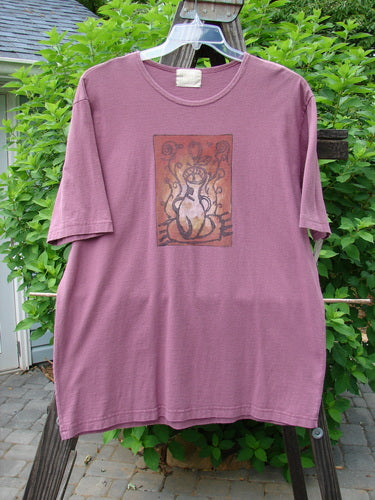2000 Artist Choice Short Sleeved Tee with vintage vase print on purple shirt