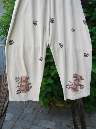 Image alt text: "1994 Wanderer's Pant Tic Tac Mist Size 1: Medium weight cotton jersey pants with spirals, side entry front pockets, and a crop length."