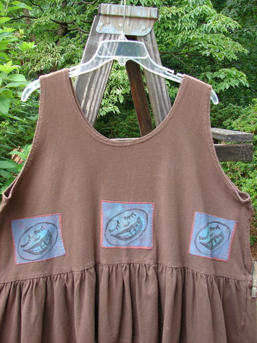 1992 Patched Peplum Top with Happy Face design, Mushroom color, OSFA