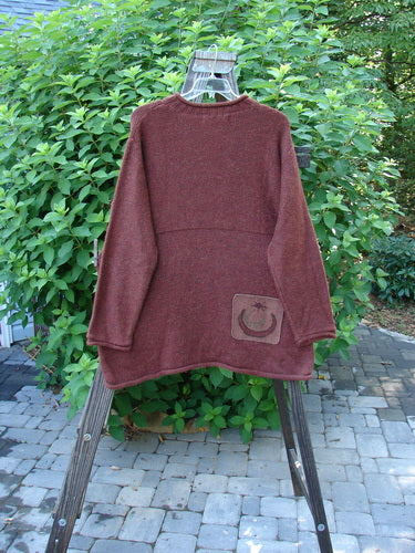 1998 Alpaca Patched Simple Tunic Sweater with Nature Theme Patches and Ribbed Collar.