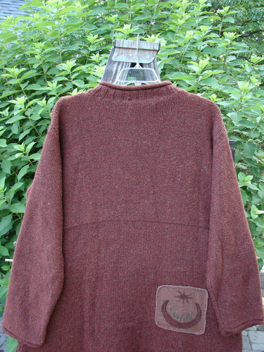 1998 Alpaca Patched Simple Tunic Sweater with Nature Theme Patches, Ribbed Collar, and A-Line Shape