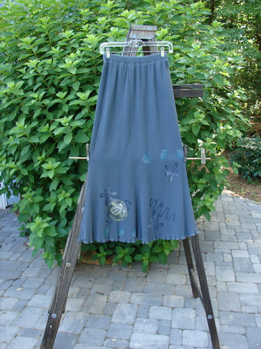 1996 Thermal Swirl Skirt Flower Mirror Size 0: A blue skirt with an A-line flair, lettuce edging, and abstract theme paint.