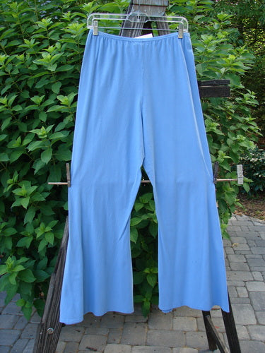 Barclay NWT Cotton Lycra Triangle Pant, Sky Blue, Size 1, on clothesline. Super thin elastic waist, narrowing at knee, widening into belled lowers. Lovely cotton lycra fabric, mint condition.