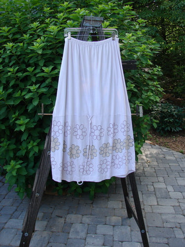 Barclay Spring Shade Skirt on rack. Full elastic waistband, varying hemline, extra long rippie cord, adjustable loops, and sectional panels. Size 2.