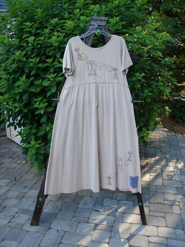 1996 Short Sleeved Basic Dress with Farm Life Theme Paint and Adjustable Drawcord Back, Size 0