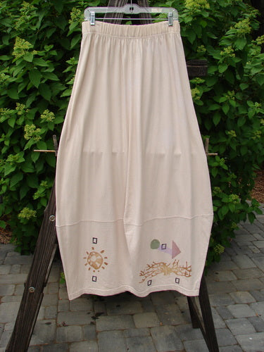 Image alt text: "1996 4 Square Skirt in Birch Bark, size 2, made from organic cotton, featuring a 2-inch elastic waist, 4 square bottom hem, and deep side pockets."