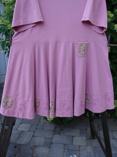 1999 Nest Dress with Cherry Border in Raspberry. Flirty and flattering, this swingy dress features a paneled neck, short springy sleeves, and a heavy double-layered hemline. Perfect condition. Size 2.