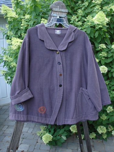 2000 Patched Frolic Jacket with Pinwheel Patches, Eggplant, Size 2 on a swinger
